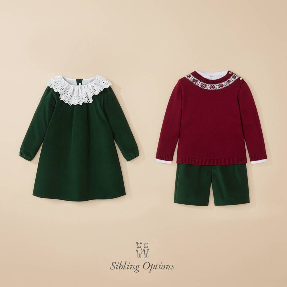 Mebi-Boys Red, White & Green Fair Isle & Velvet Shorts Set | Childrensalon Outlet