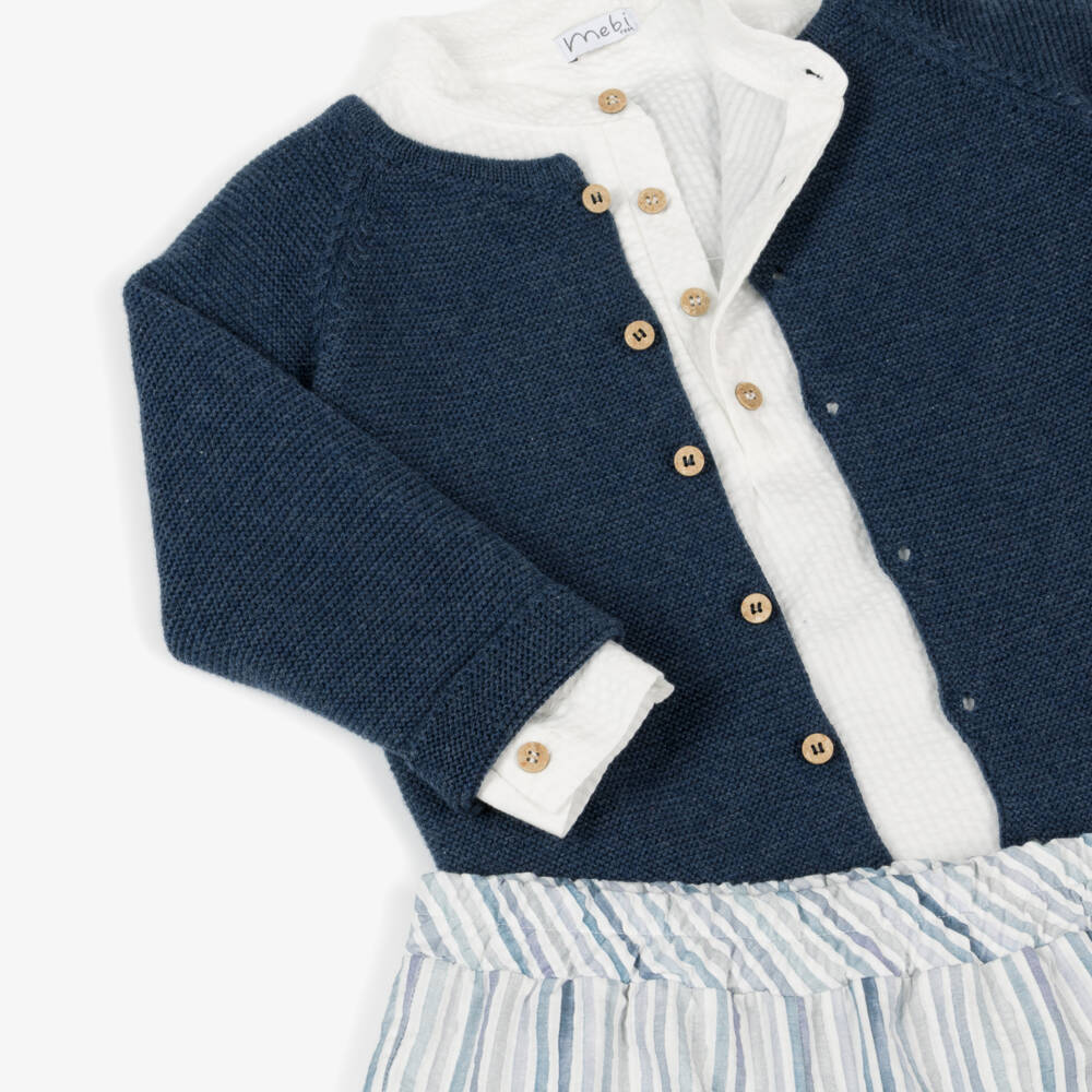 Mebi-Boys Seersucker Blue Shorts Ensemble | Childrensalon Outlet