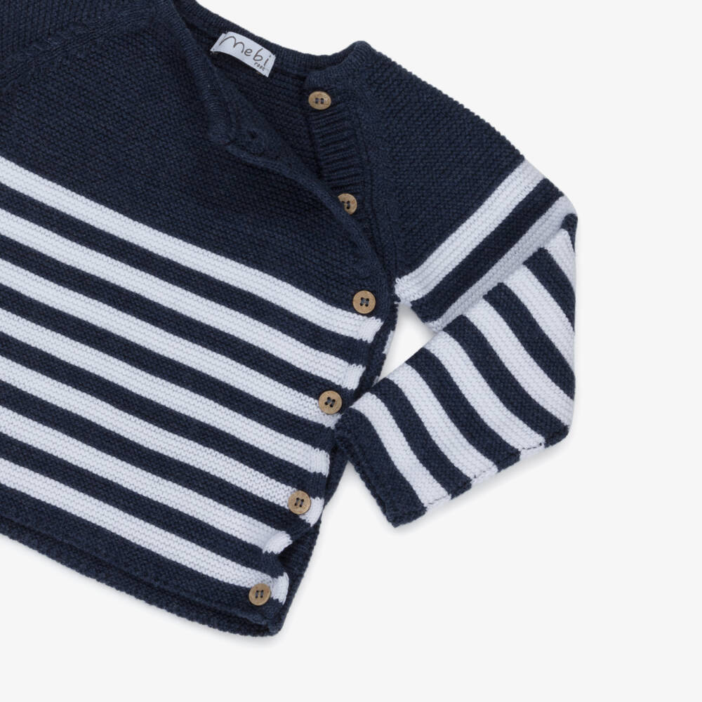 Mebi-Boys Soft Knit Blue Babygrow Set | Childrensalon Outlet