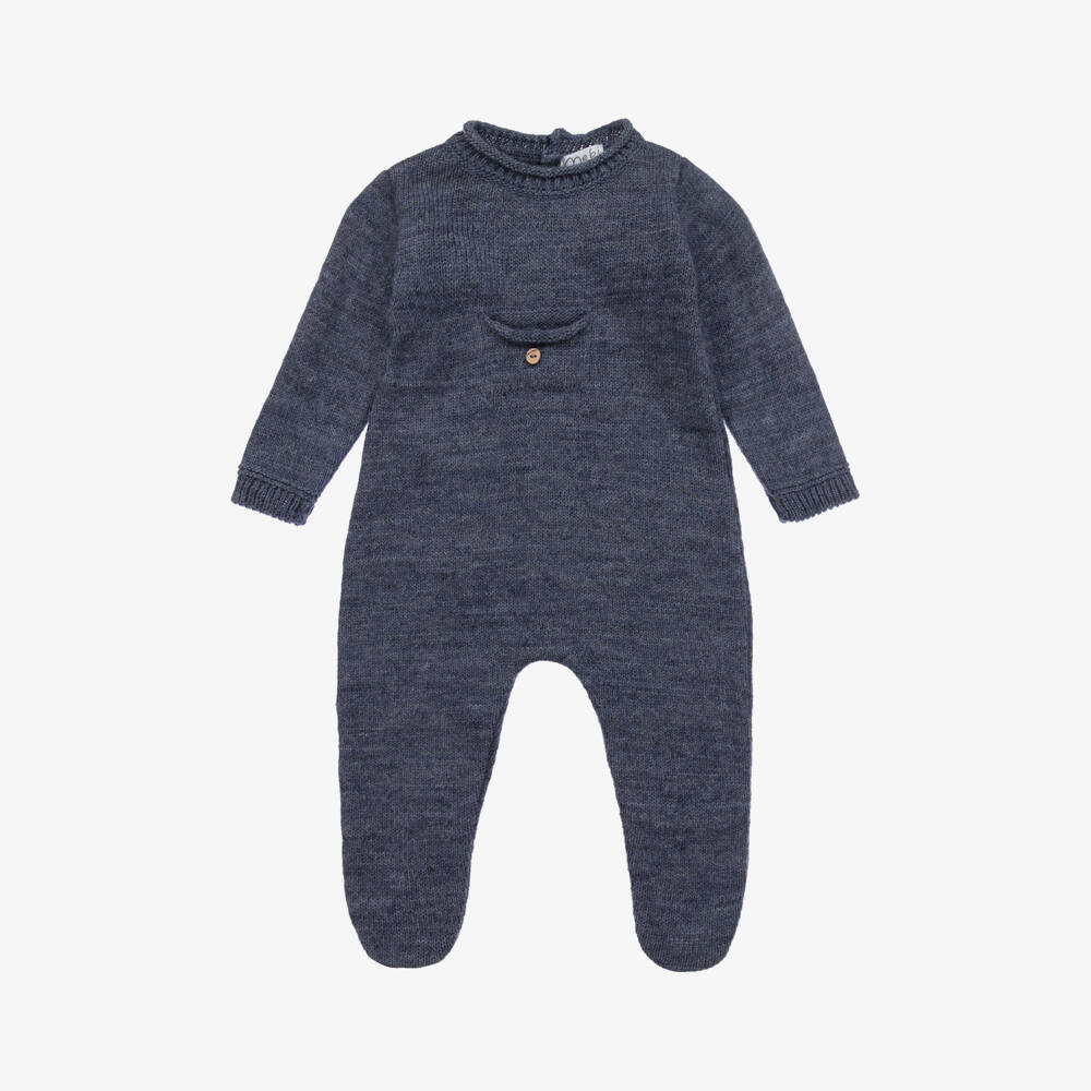 Mebi-Boys Soft Wool Babygrow | Childrensalon Outlet
