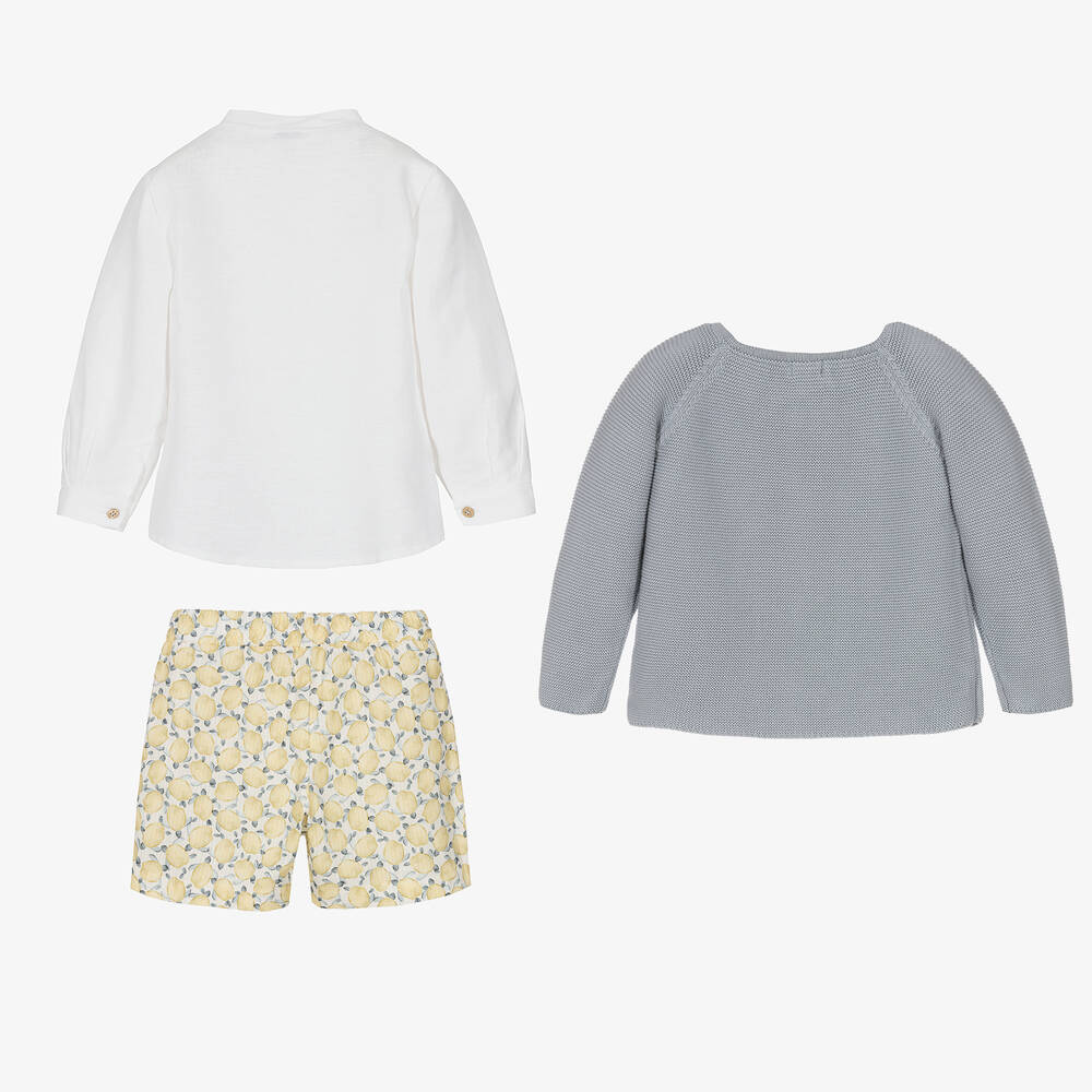 Mebi-Бело-голубой комплект с шортами из хлопка | Childrensalon Outlet