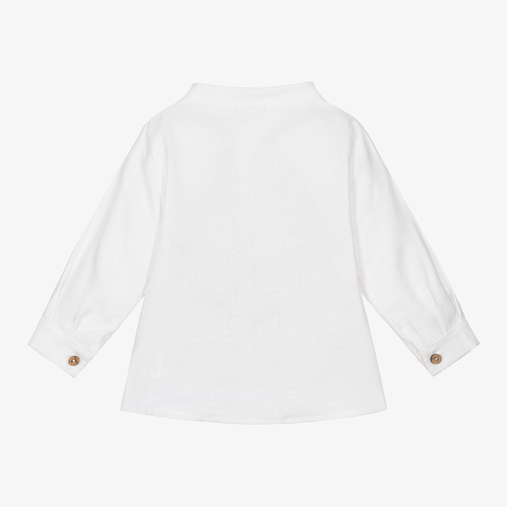 Mebi-Boys White Linen Shirt | Childrensalon Outlet