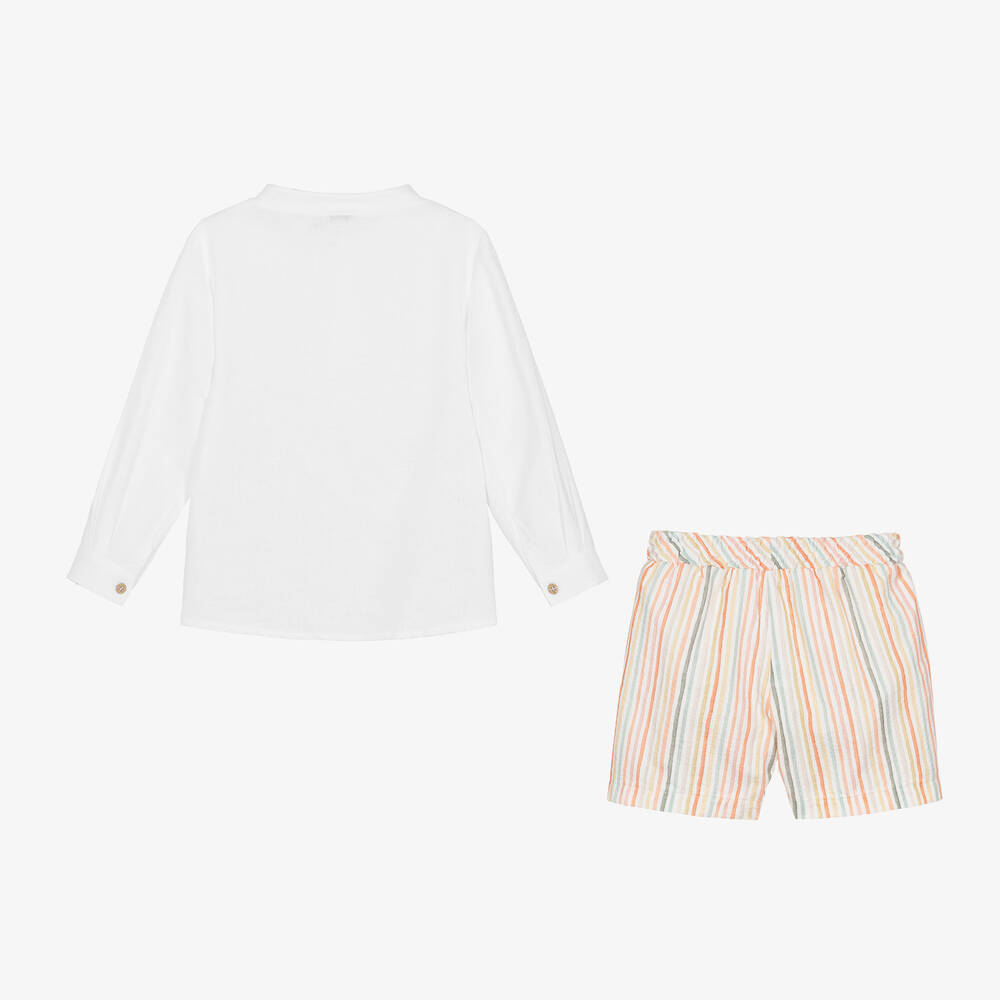 White linen short set men's best sale