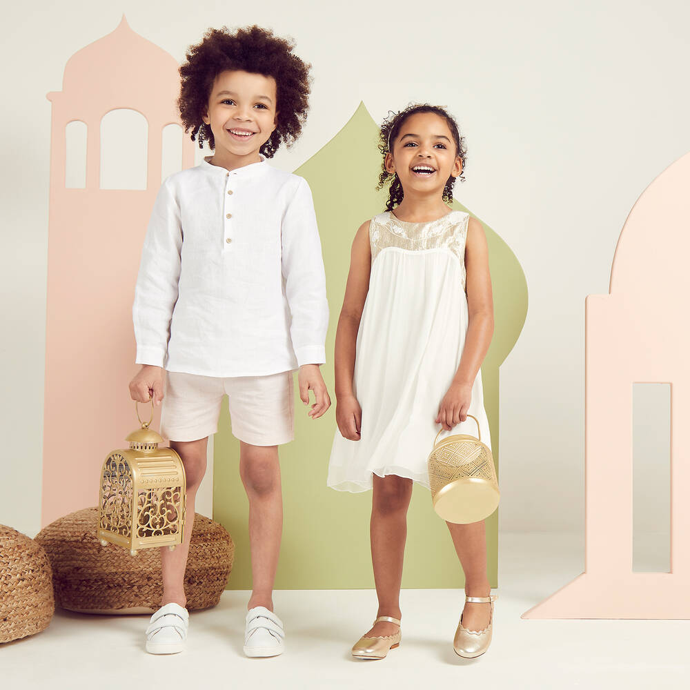 Mebi-Boys White & Pink Shorts Set | Childrensalon Outlet