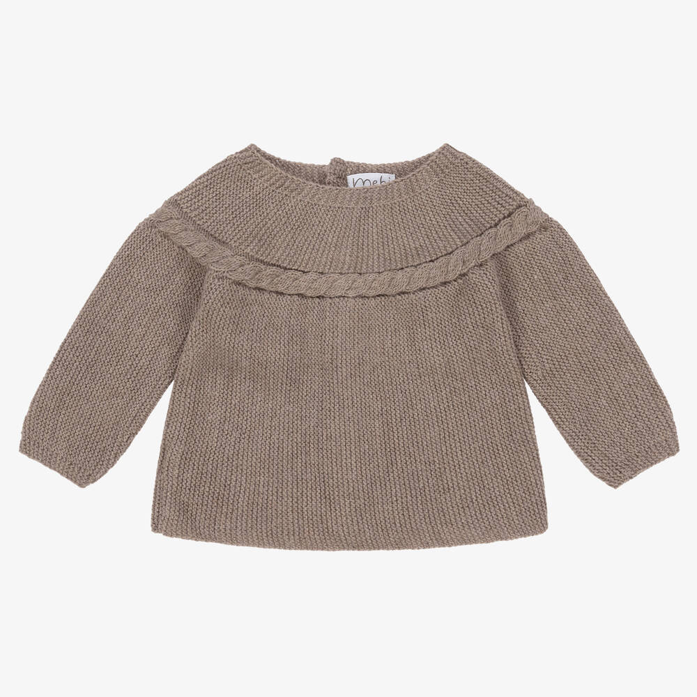 Mebi-Brown Knitted Baby Sweater | Childrensalon Outlet