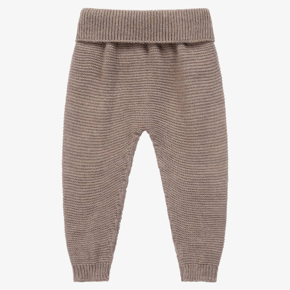 Mebi - Brown Knitted Baby Trousers | Childrensalon