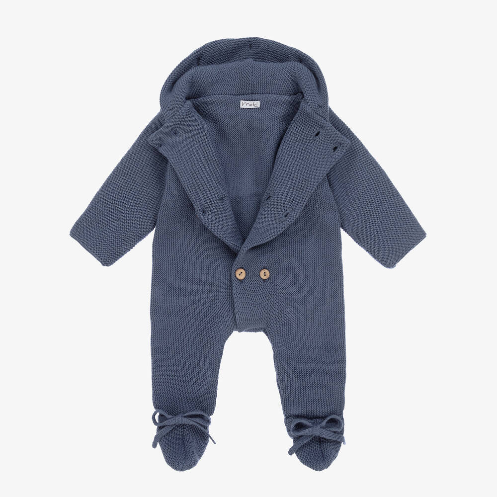 Mebi-Dark Blue Knitted Pramsuit | Childrensalon Outlet
