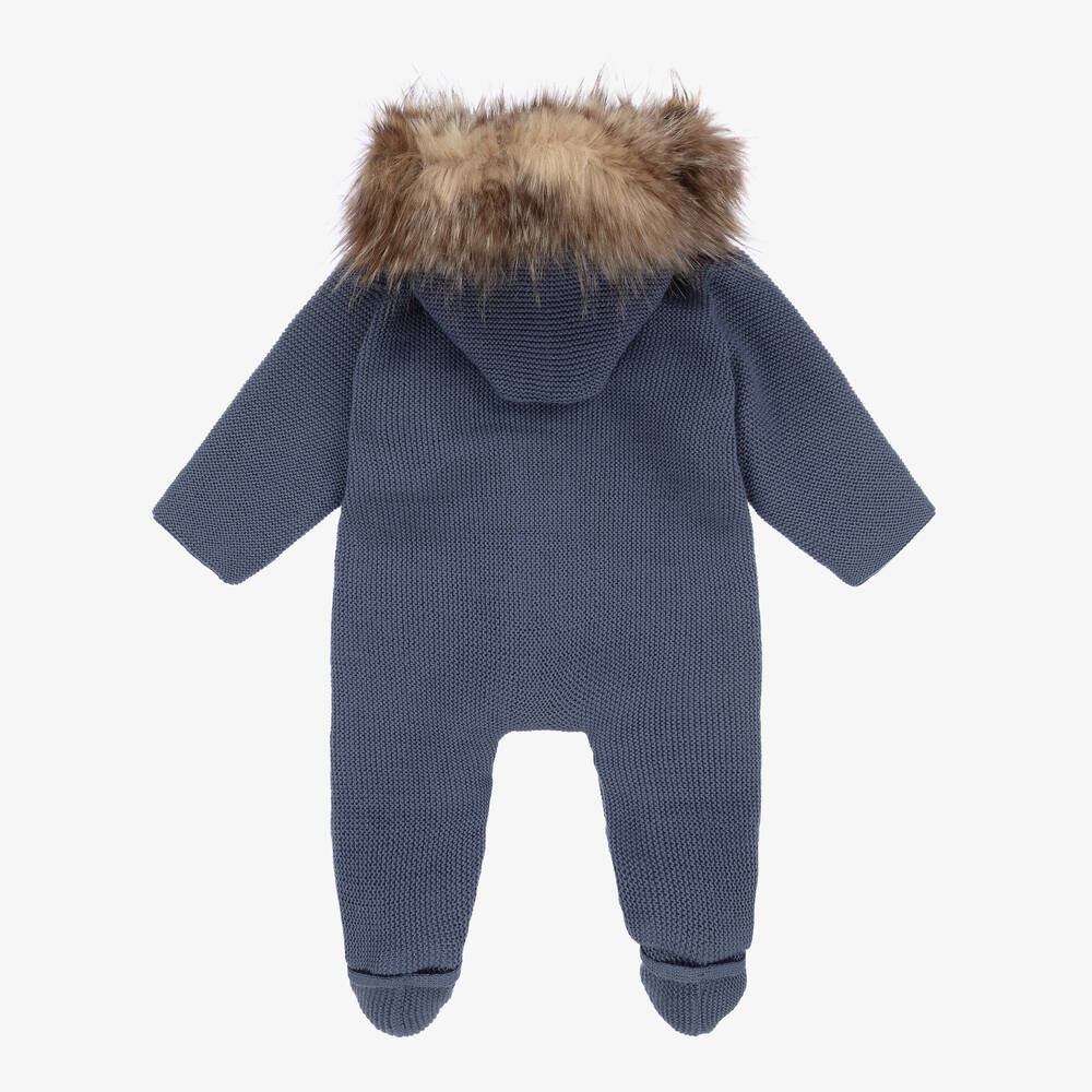 Mebi-Dark Blue Knitted Pramsuit | Childrensalon Outlet