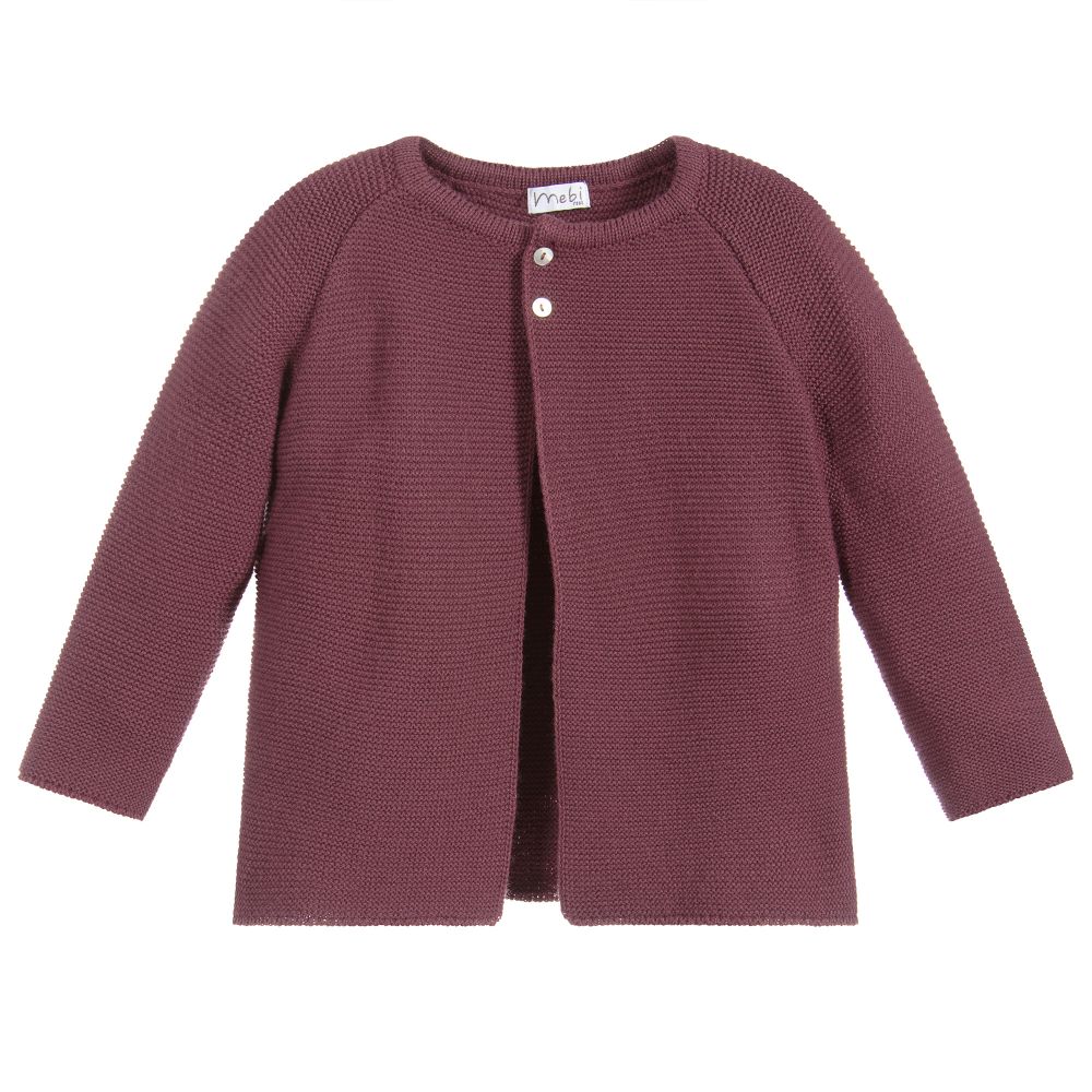 Mebi - Cardigan rouge foncé en tricot | Childrensalon
