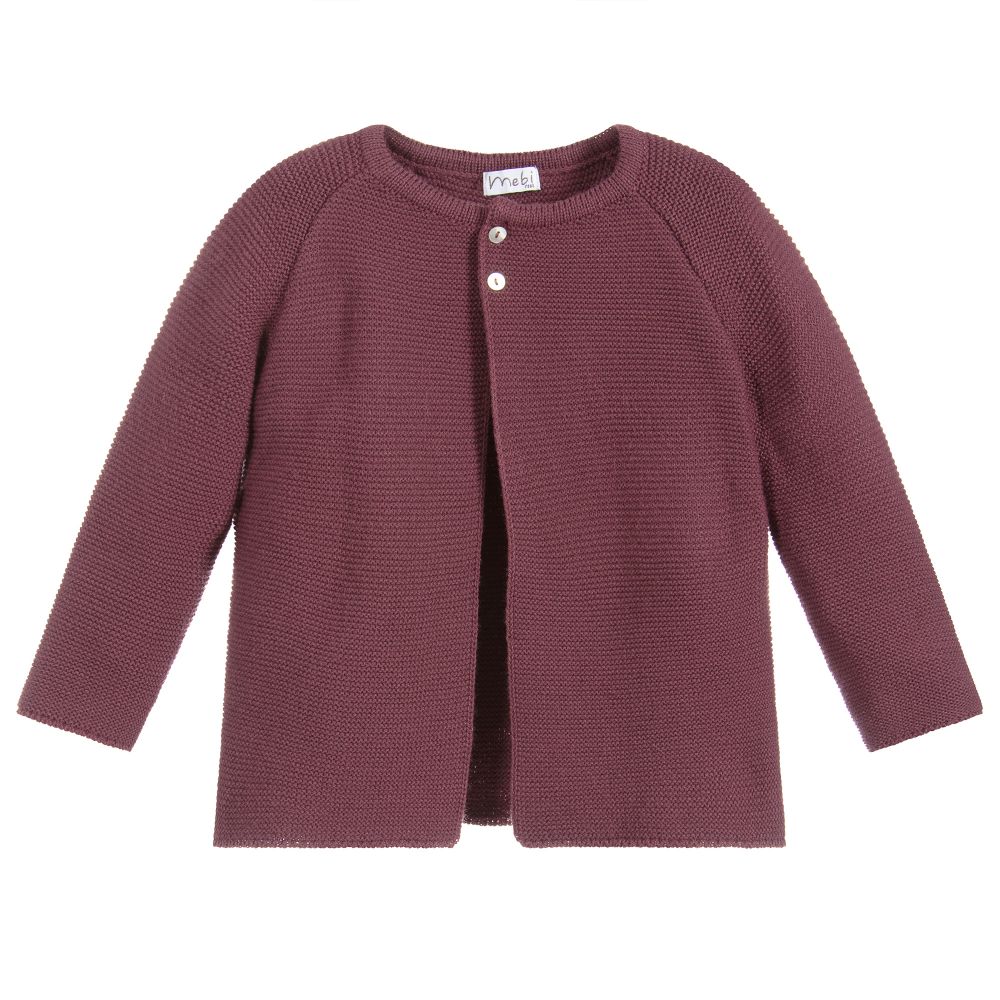 Mebi - Dark Red Knitted Cardigan | Childrensalon