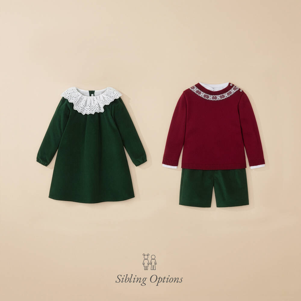 Mebi-Emerald Green Lace Collar Dress | Childrensalon Outlet