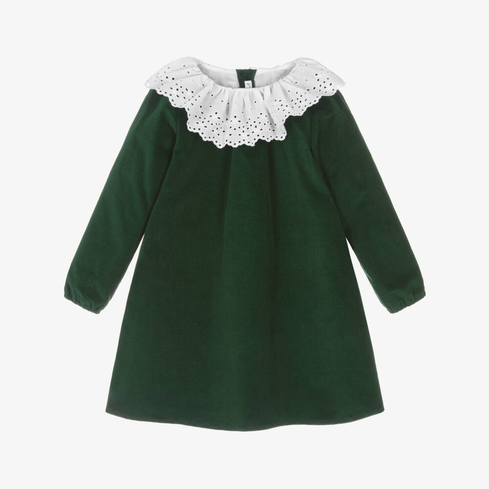 Mebi-Emerald Green Lace Collar Dress | Childrensalon Outlet
