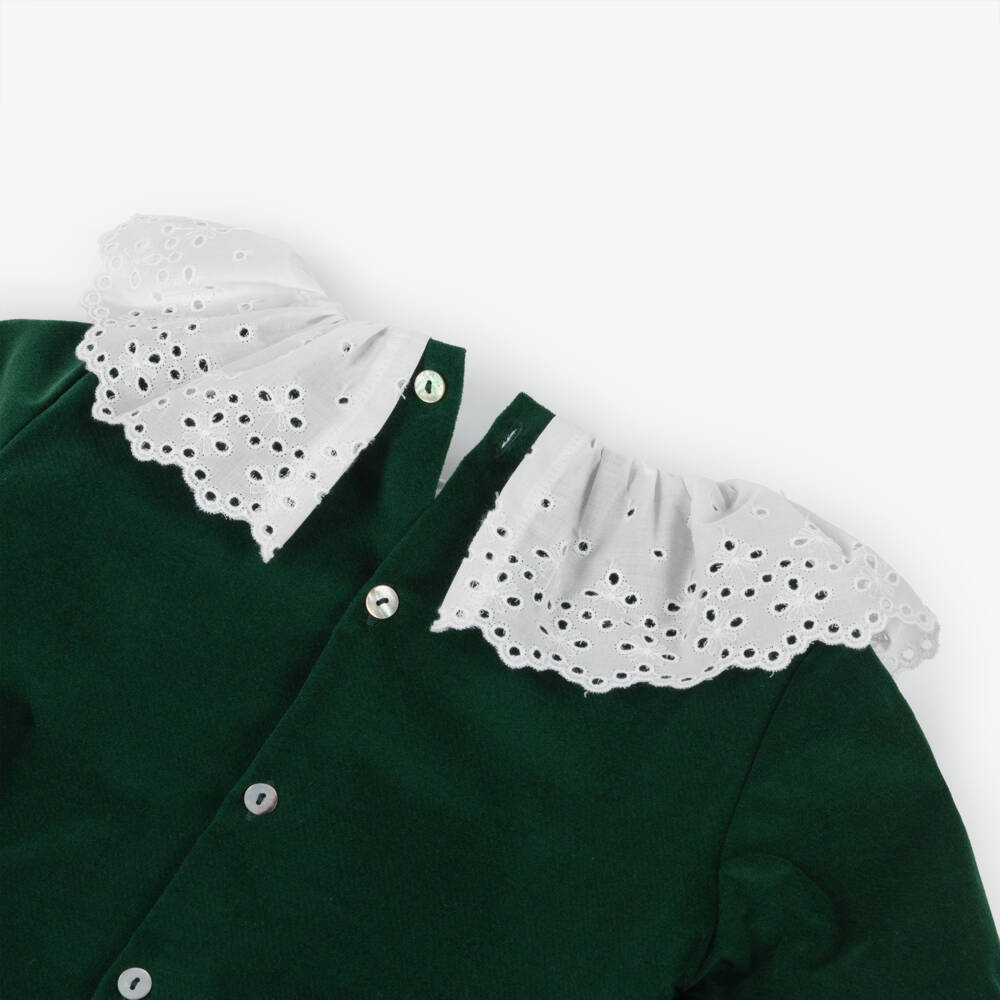 Mebi-Emerald Green Lace Collar Dress | Childrensalon Outlet
