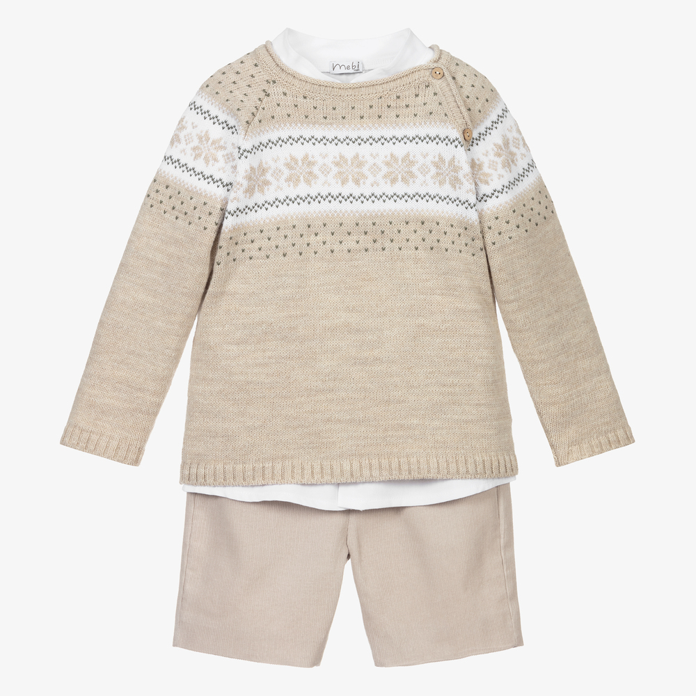 Mebi - Fair Isle Sweater & Shorts Set | Childrensalon