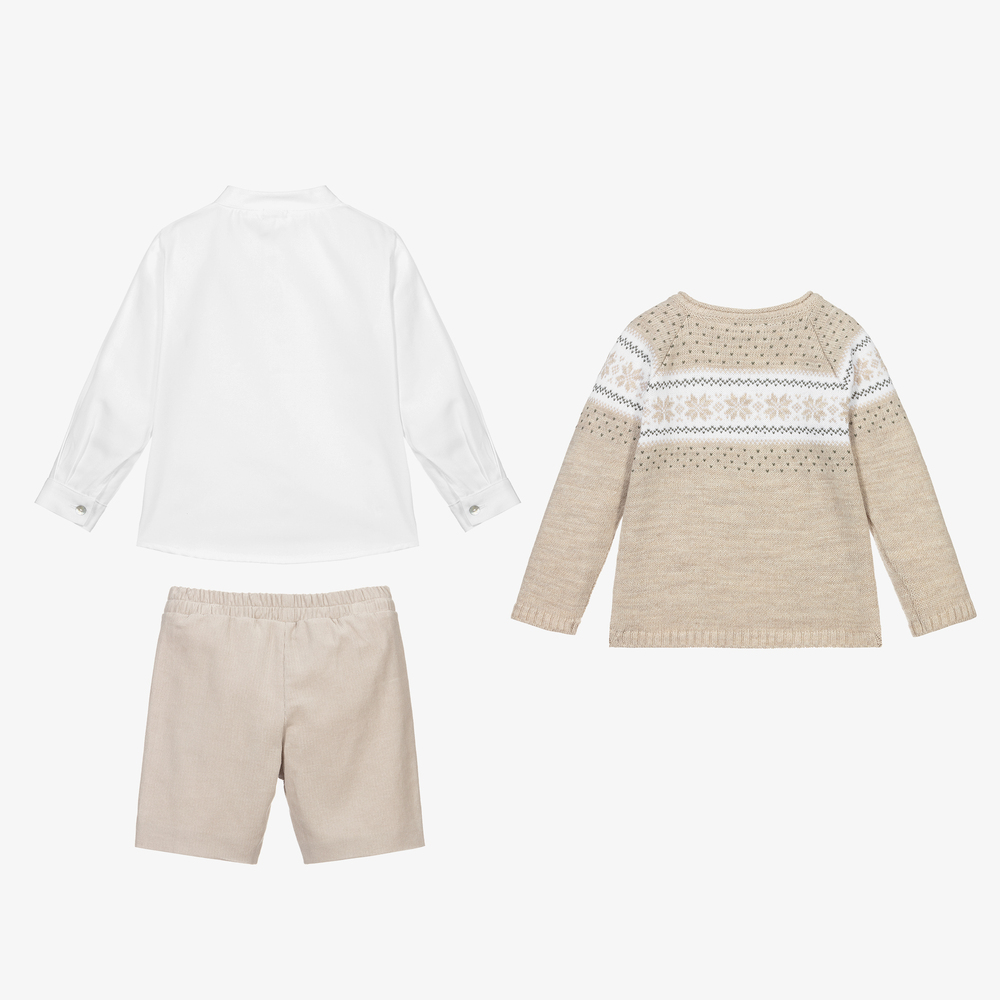 Mebi-Fair Isle Sweater & Shorts Set | Childrensalon Outlet