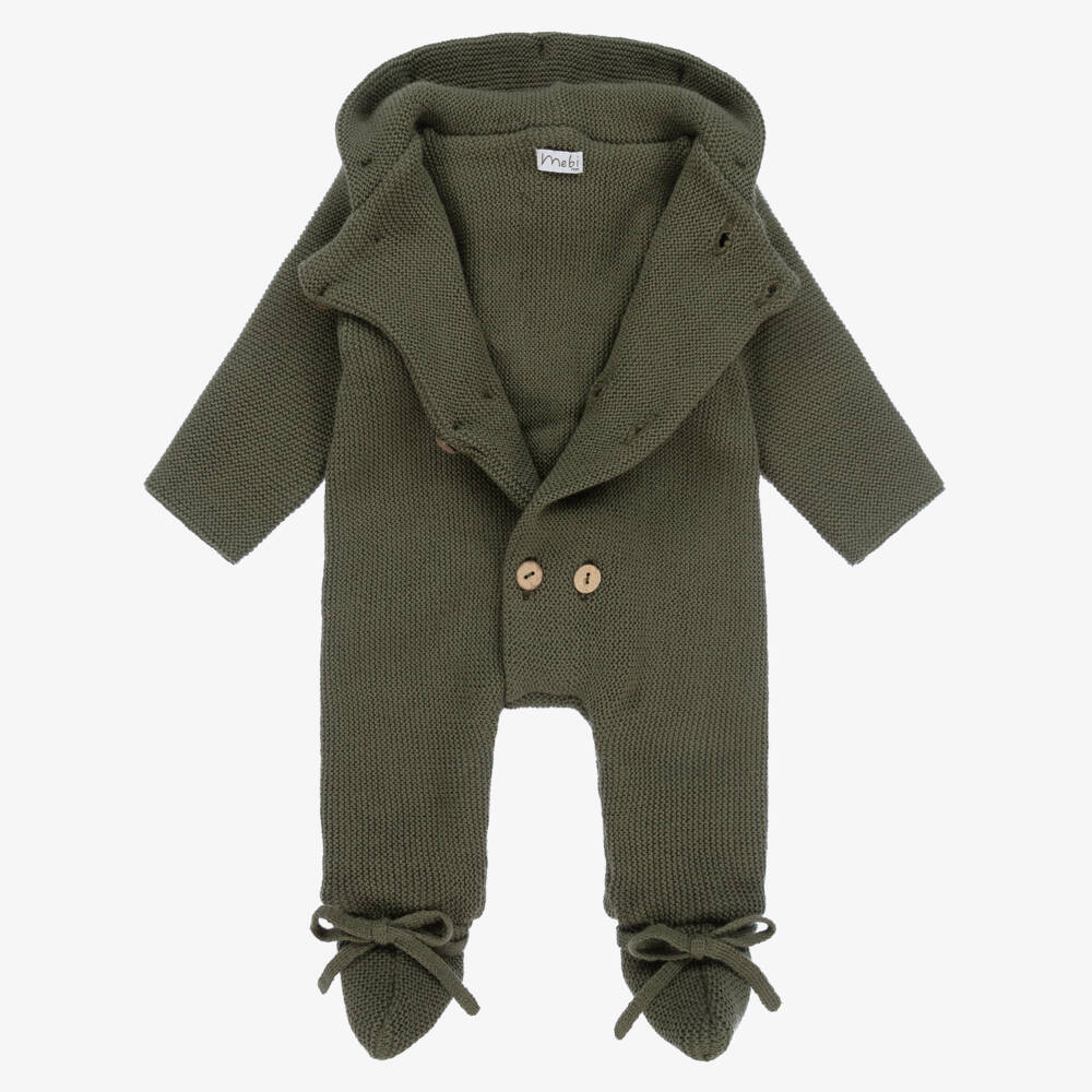 Mebi-Forest Green Knitted Pramsuit | Childrensalon Outlet