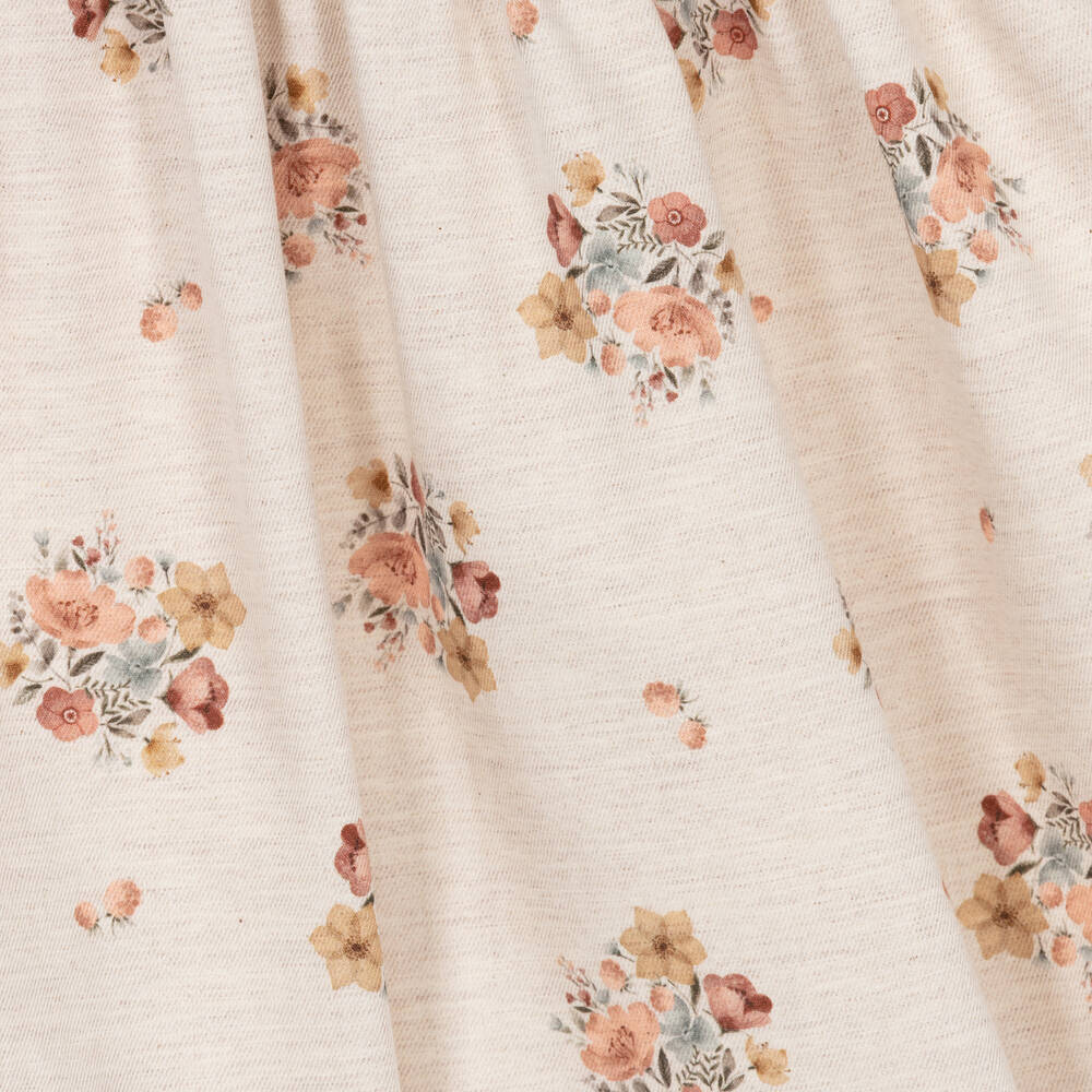 Mebi-Girls Beige Floral Cotton Dress | Childrensalon Outlet