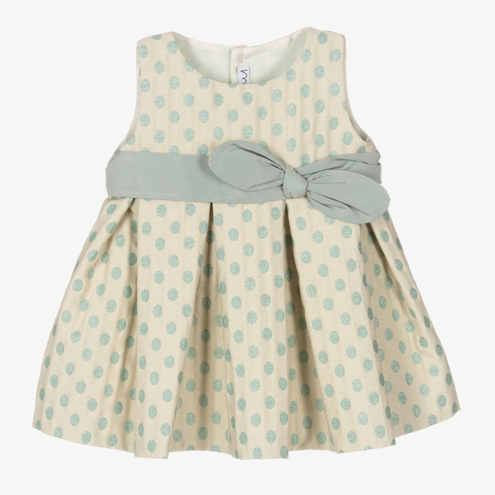 Mebi - Robe beige et verte Fille  | Childrensalon