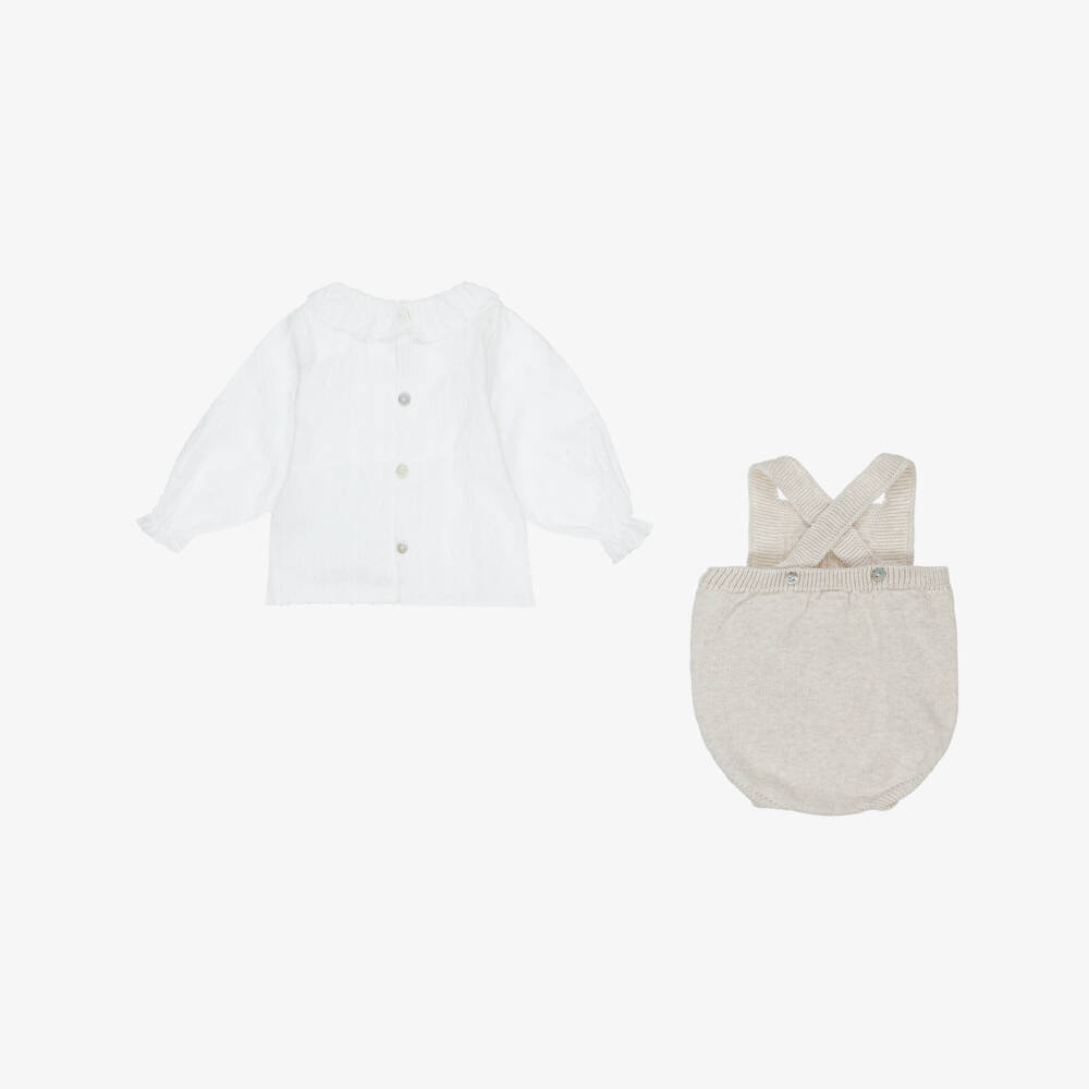 Mebi-Бежевый вязаный комплект для девочек | Childrensalon Outlet