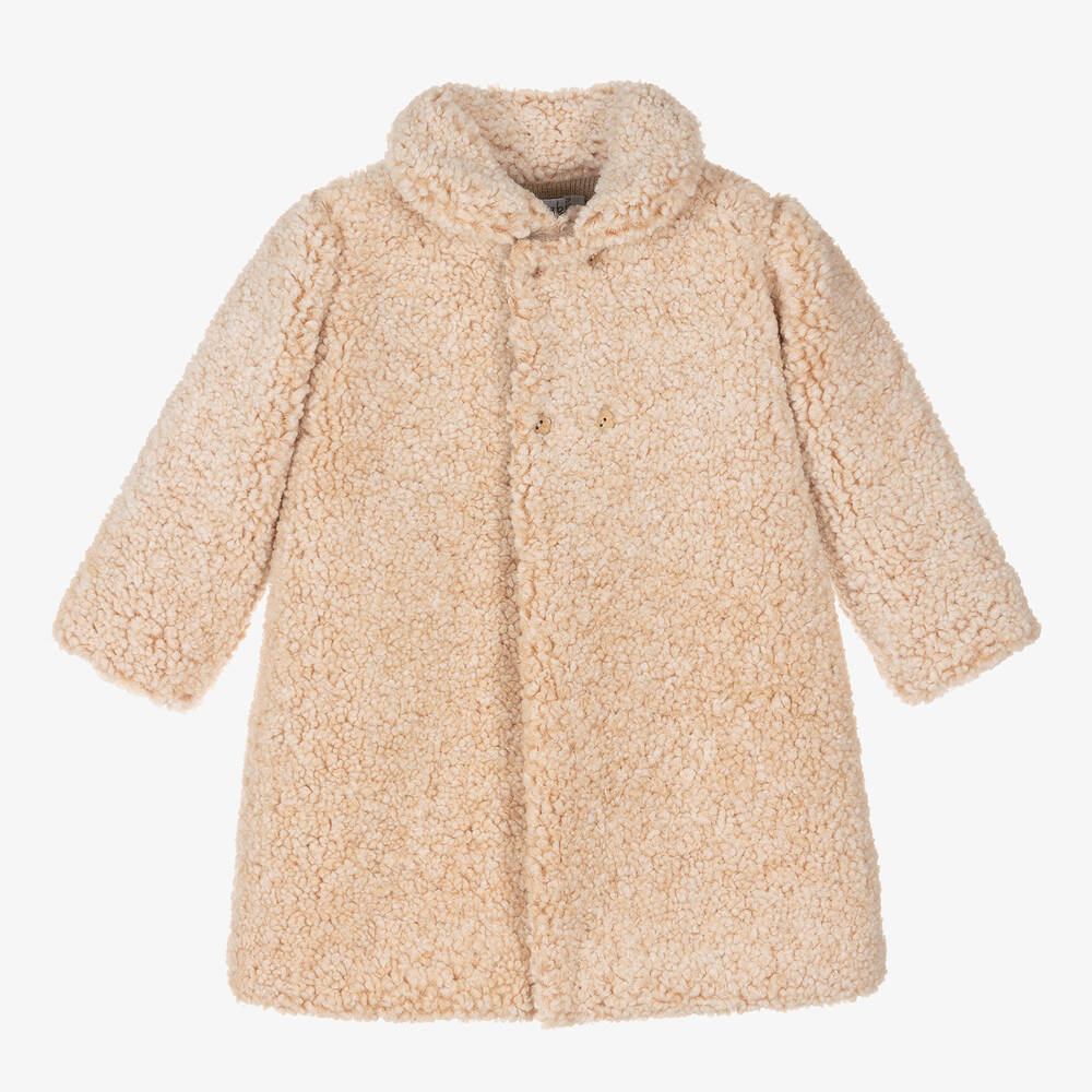 Mebi-معطف فليس لون بيج للبنات | Childrensalon Outlet