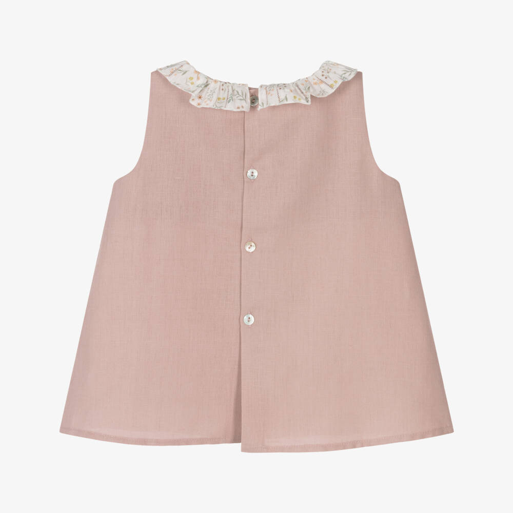 Mebi-Girls Blossom Linen & Cotton Frock | Childrensalon Outlet