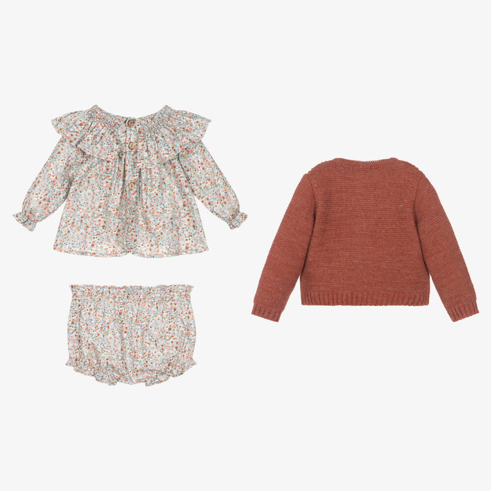 Mebi-طقم شورت مزيج قطن وأكريليك لون أزرق وبني | Childrensalon Outlet