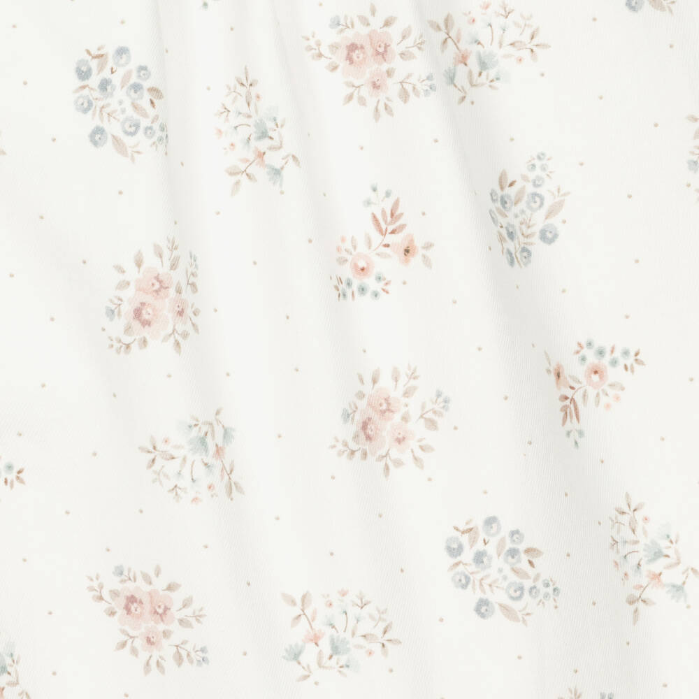 Mebi-Girls Blue & Ivory Floral Cotton Dress | Childrensalon Outlet