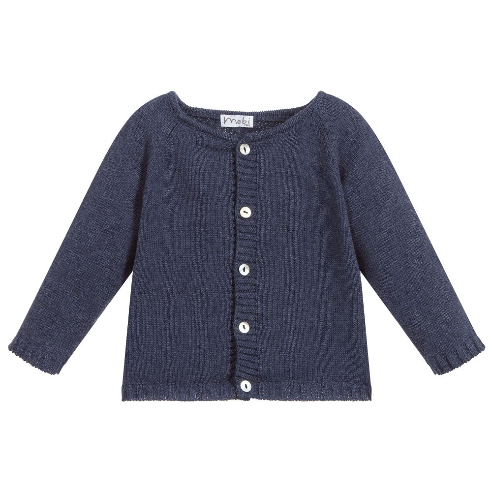 Mebi - Girls Blue Knitted Cardigan | Childrensalon