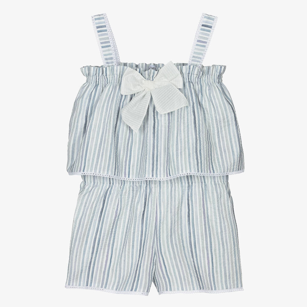 Mebi-Girls' Breezy Seersucker Shorts Ensemble | Childrensalon Outlet