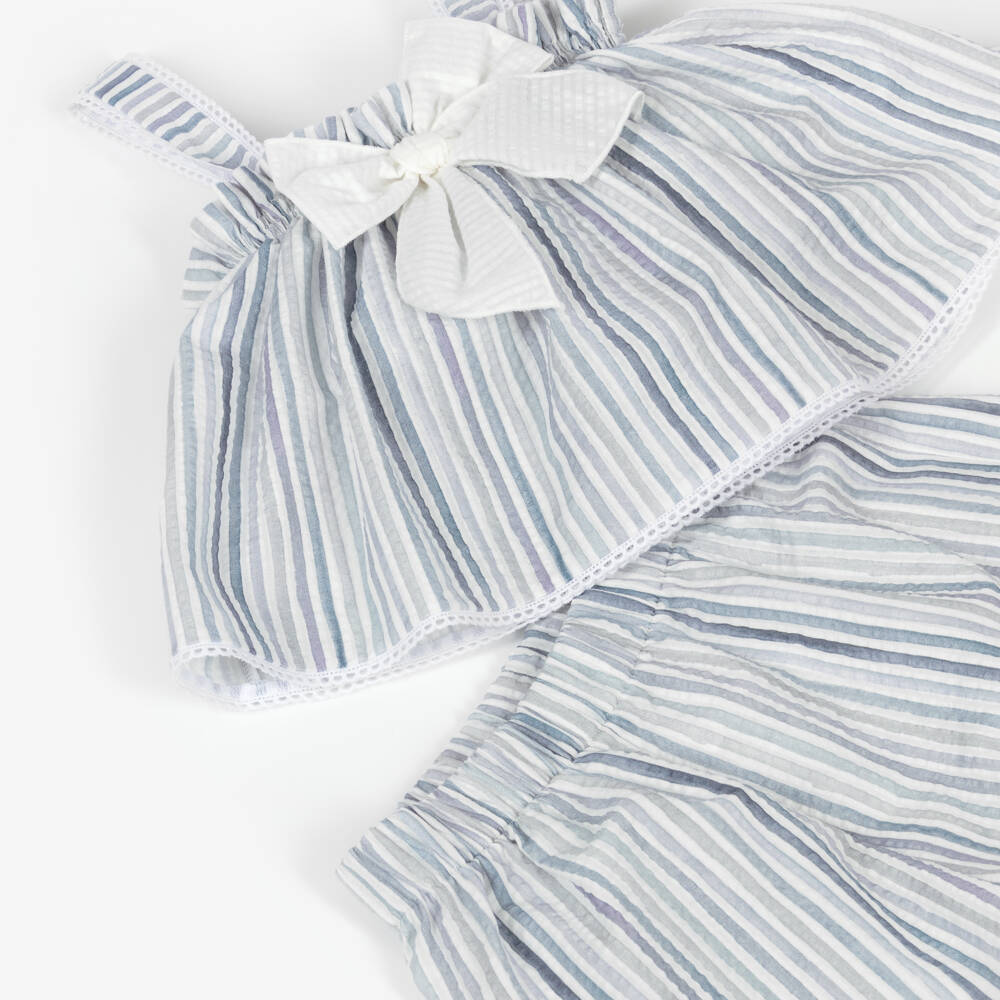 Mebi-Girls' Breezy Seersucker Shorts Ensemble | Childrensalon Outlet