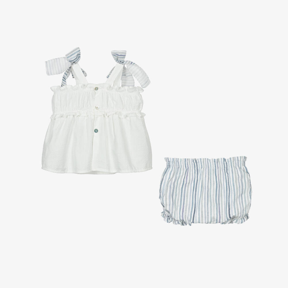 Mebi-Girls Breezy Stripe Seersucker Set | Childrensalon Outlet