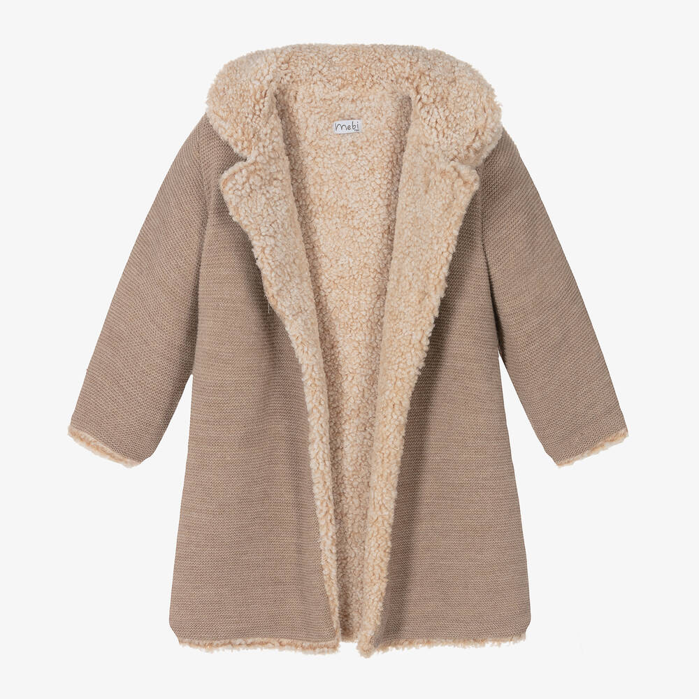Mebi-Girls Brown Knitted Coat | Childrensalon Outlet