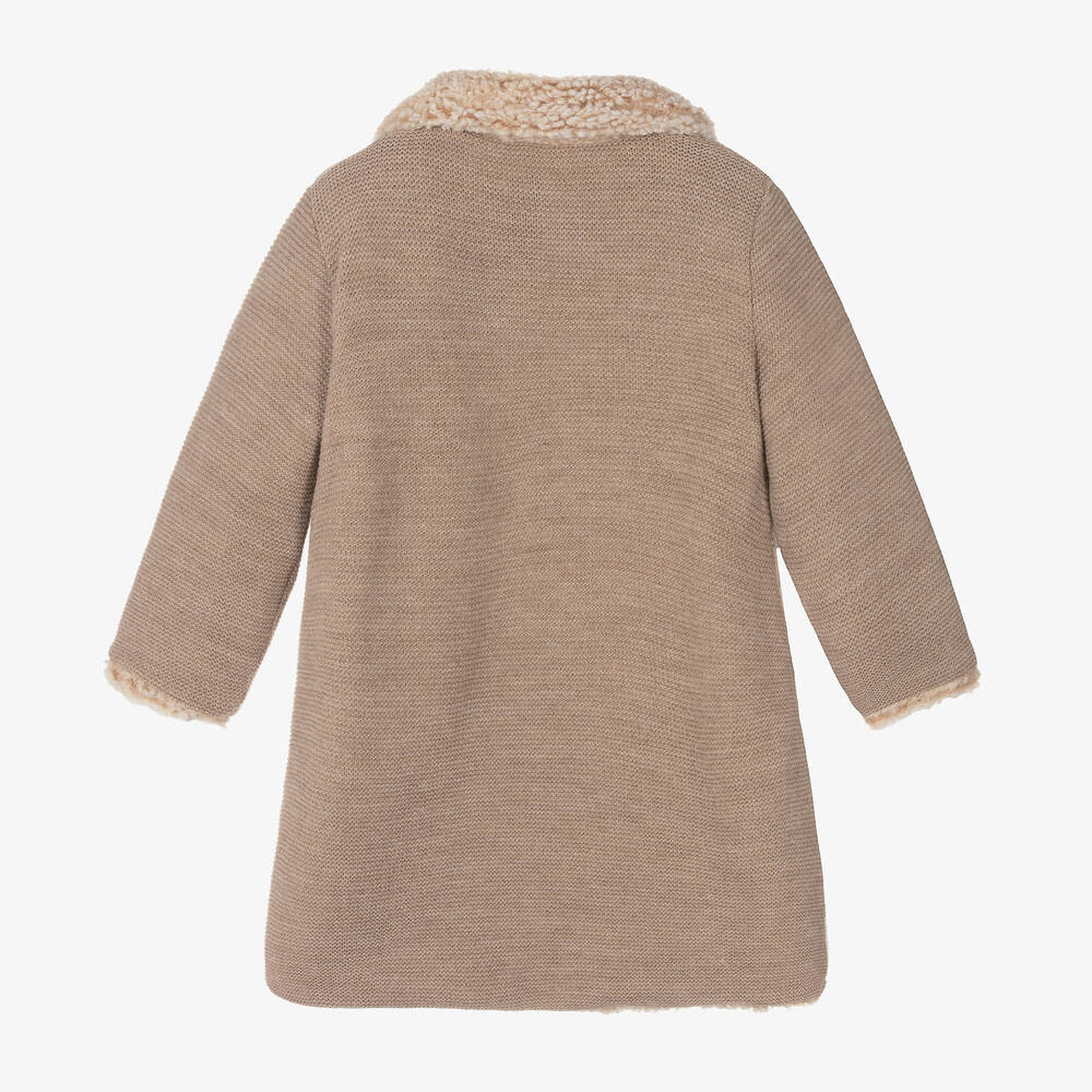 Mebi-Girls Brown Knitted Coat | Childrensalon Outlet