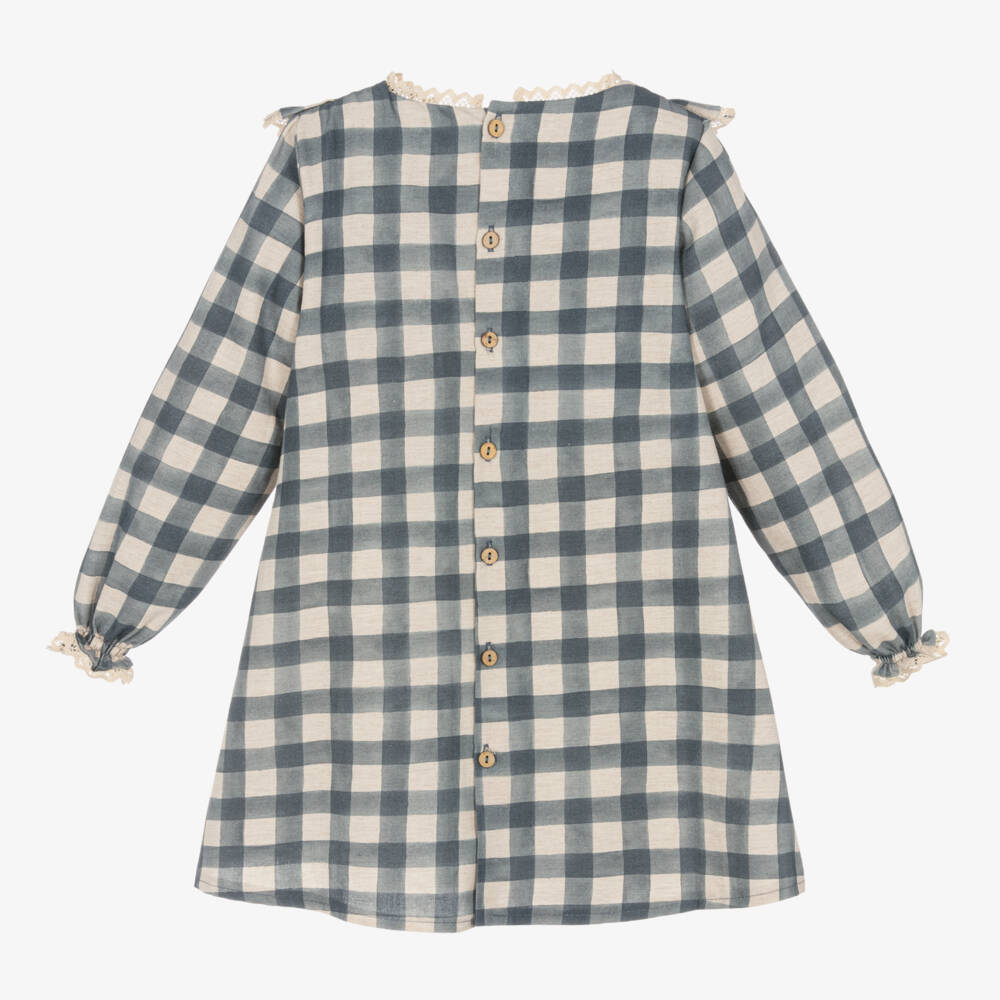 Mebi-Girls Checked Cotton Twill Dress | Childrensalon Outlet