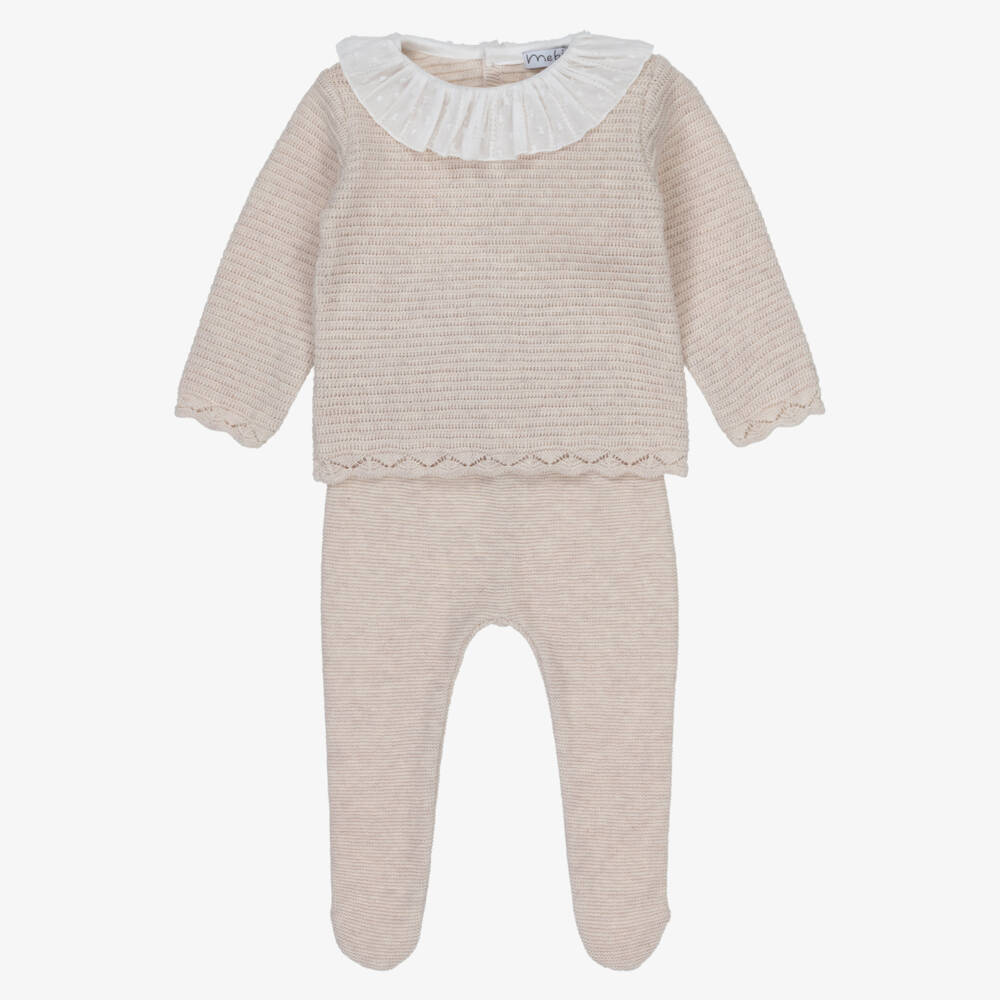 Mebi-Girls Cozy Beige Knit Duo Set | Childrensalon Outlet