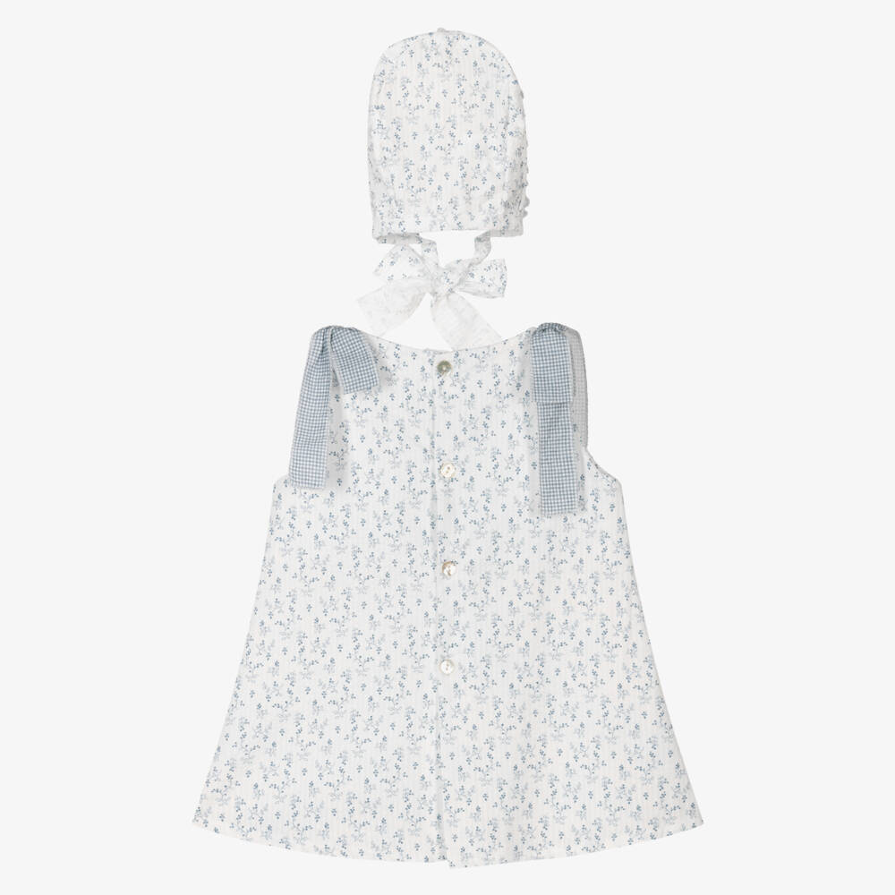 Mebi-Girls Delicate Floral Dress & Bonnet | Childrensalon Outlet