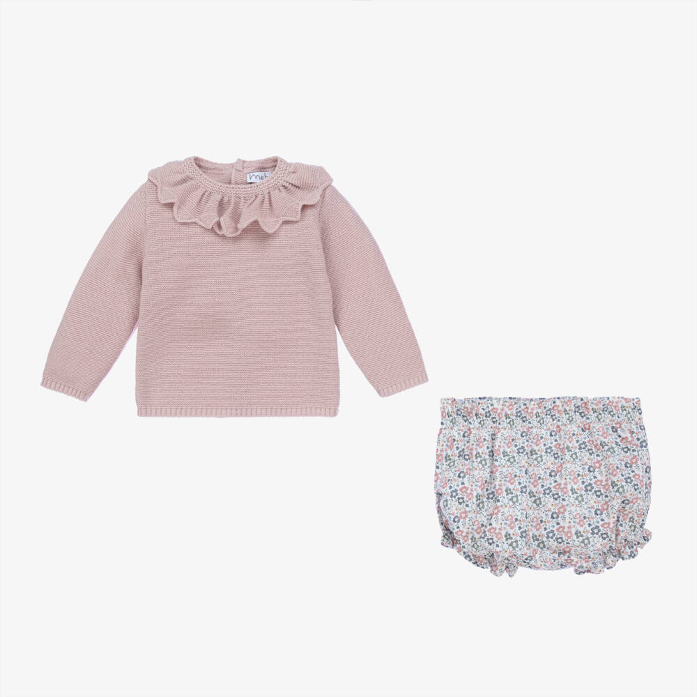 Mebi-Girls Dusky Pink Knit Set | Childrensalon Outlet