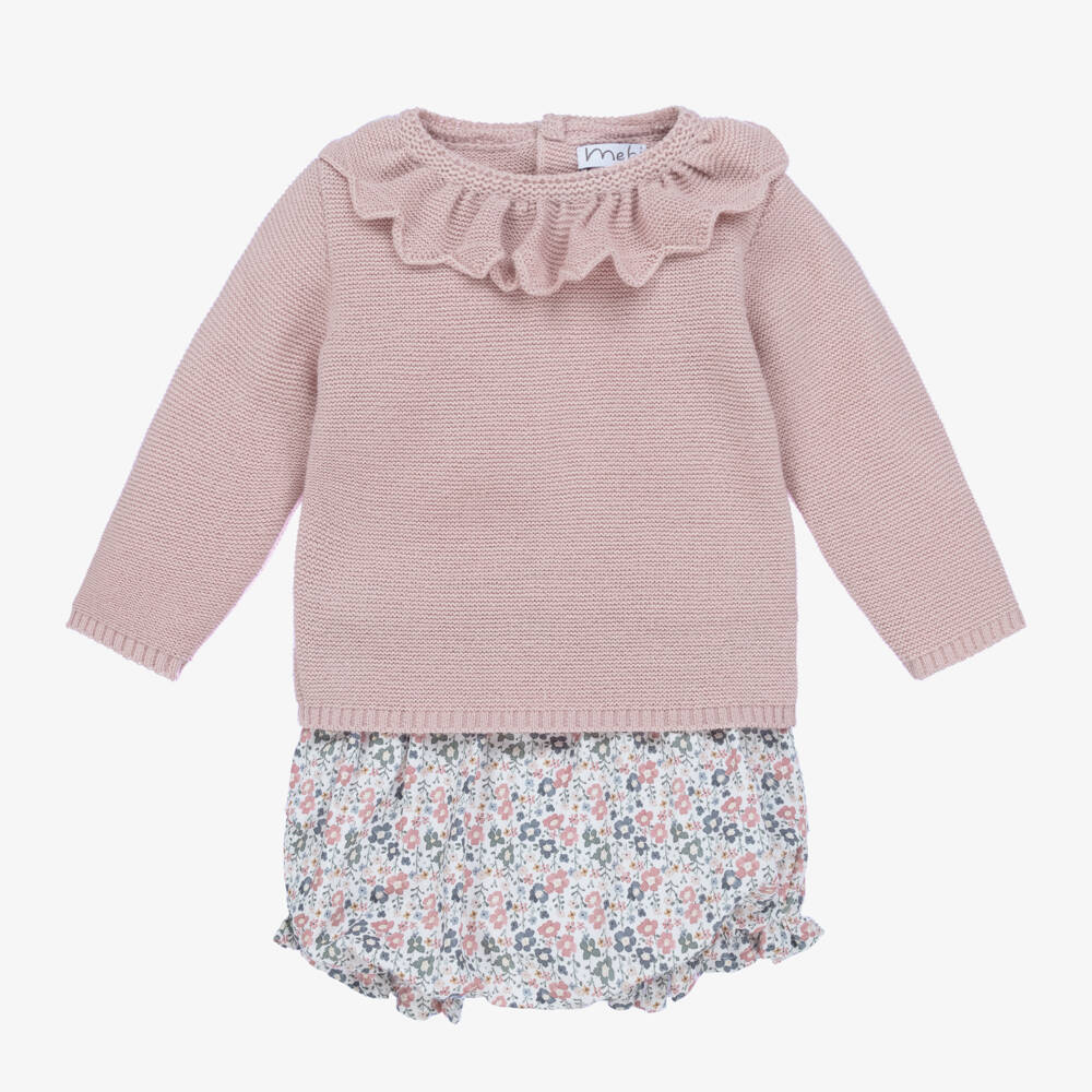 Mebi-Girls Dusky Pink Knit Set | Childrensalon Outlet