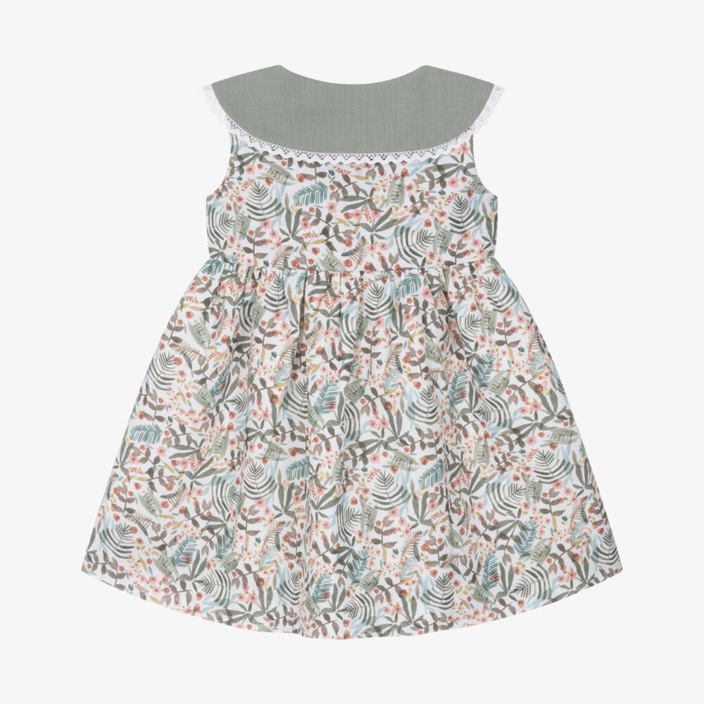 Mebi-فستان بناتي من الكتان بلون الزمرد | Childrensalon Outlet