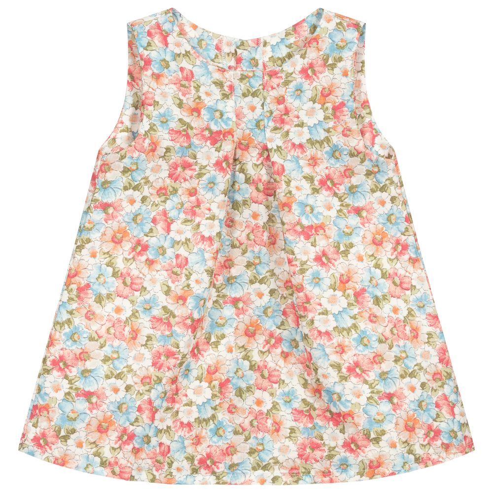 Mebi-Girls Floral Linen Dress | Childrensalon Outlet