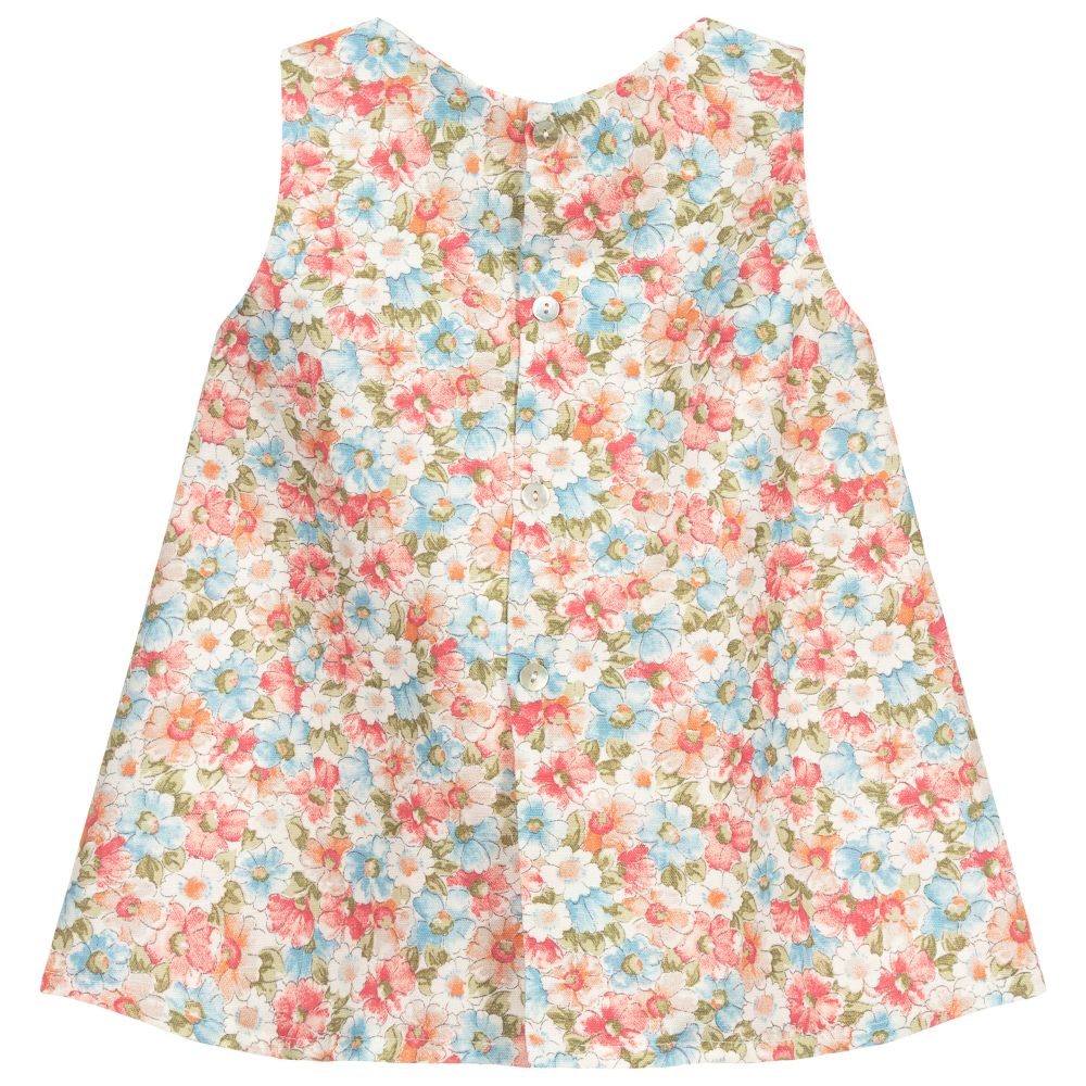 Mebi-Girls Floral Linen Dress | Childrensalon Outlet