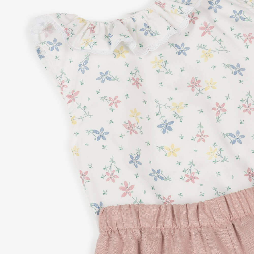 Mebi-Girls Floral Pink Trousers Ensemble | Childrensalon Outlet