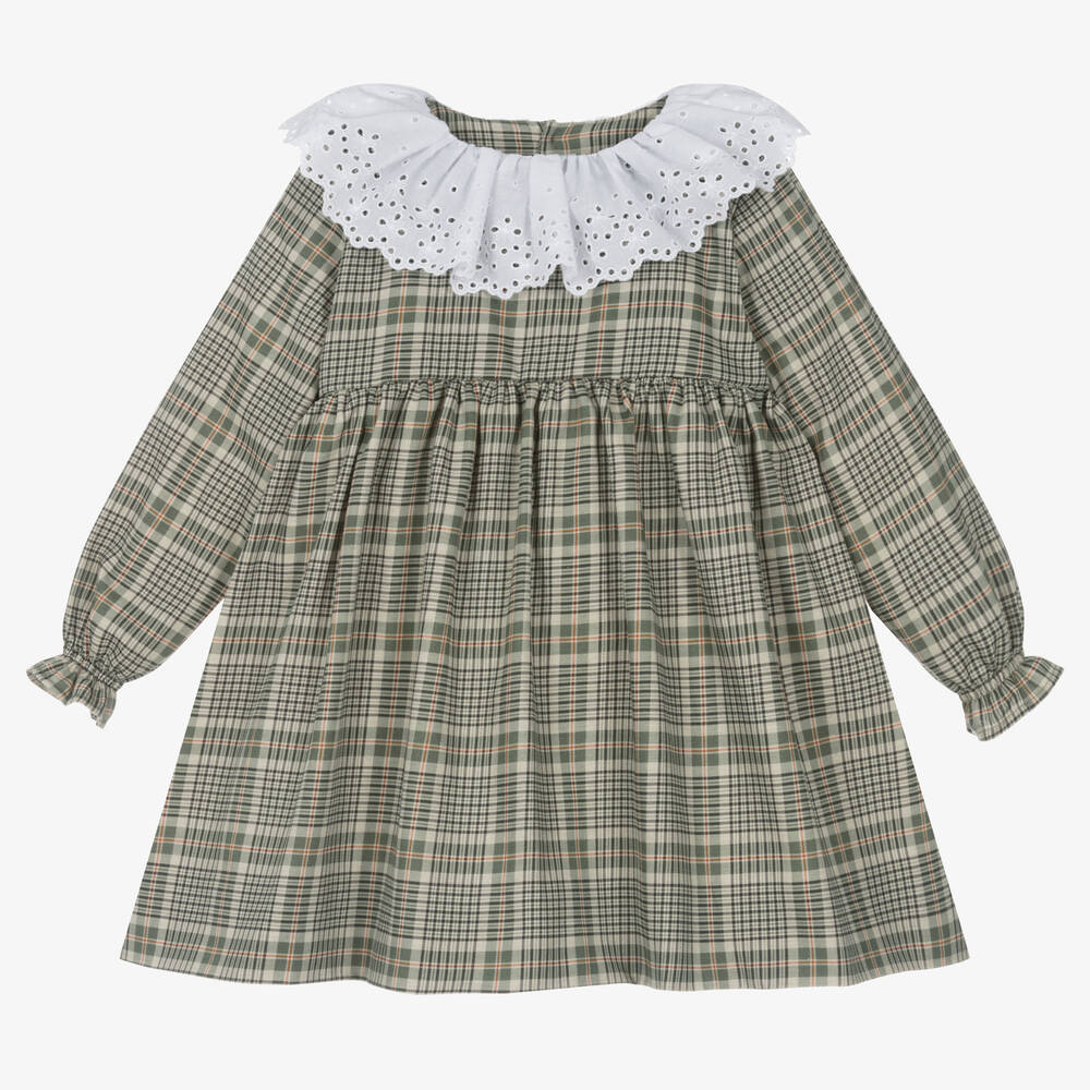 Mebi - Robe verte à carreaux fille | Childrensalon