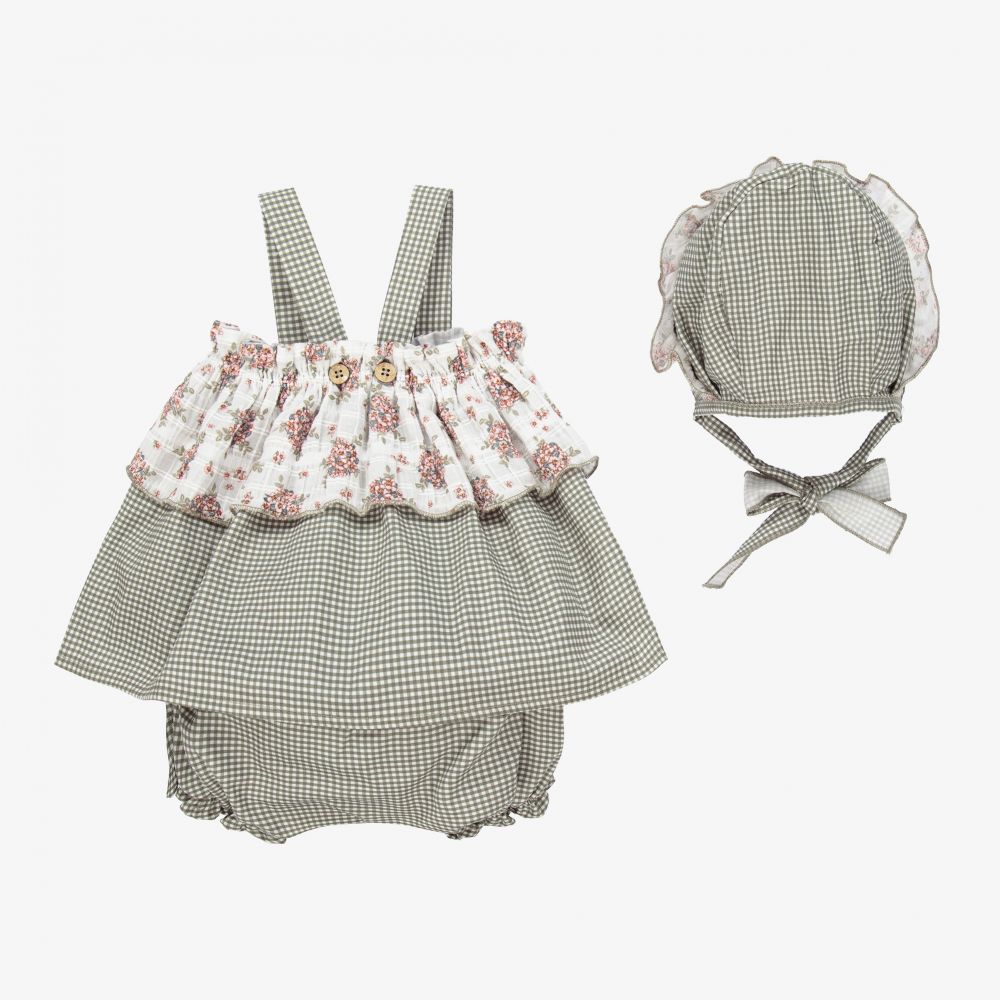 Mebi-Girls Green Cotton Shorts Set | Childrensalon Outlet