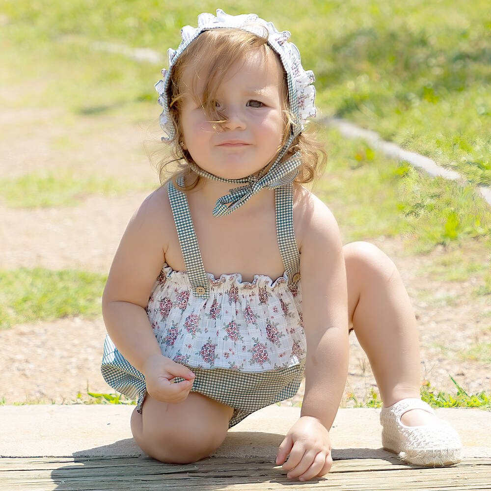 Mebi-Girls Green Cotton Shorts Set | Childrensalon Outlet