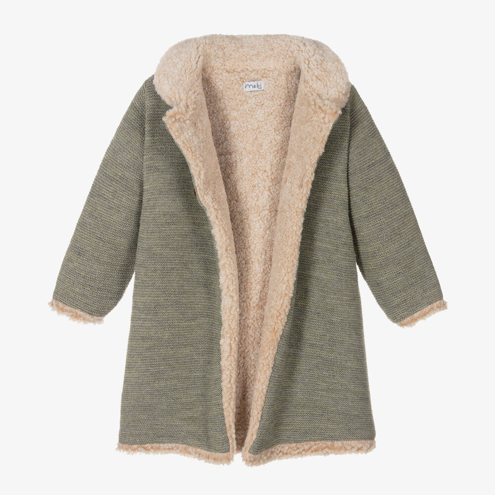 Mebi-Girls Green Knitted Coat | Childrensalon Outlet