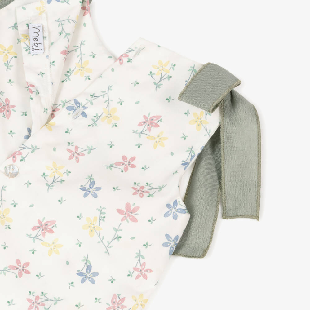 Mebi-Girls Green & White Floral Dress Ensemble | Childrensalon Outlet