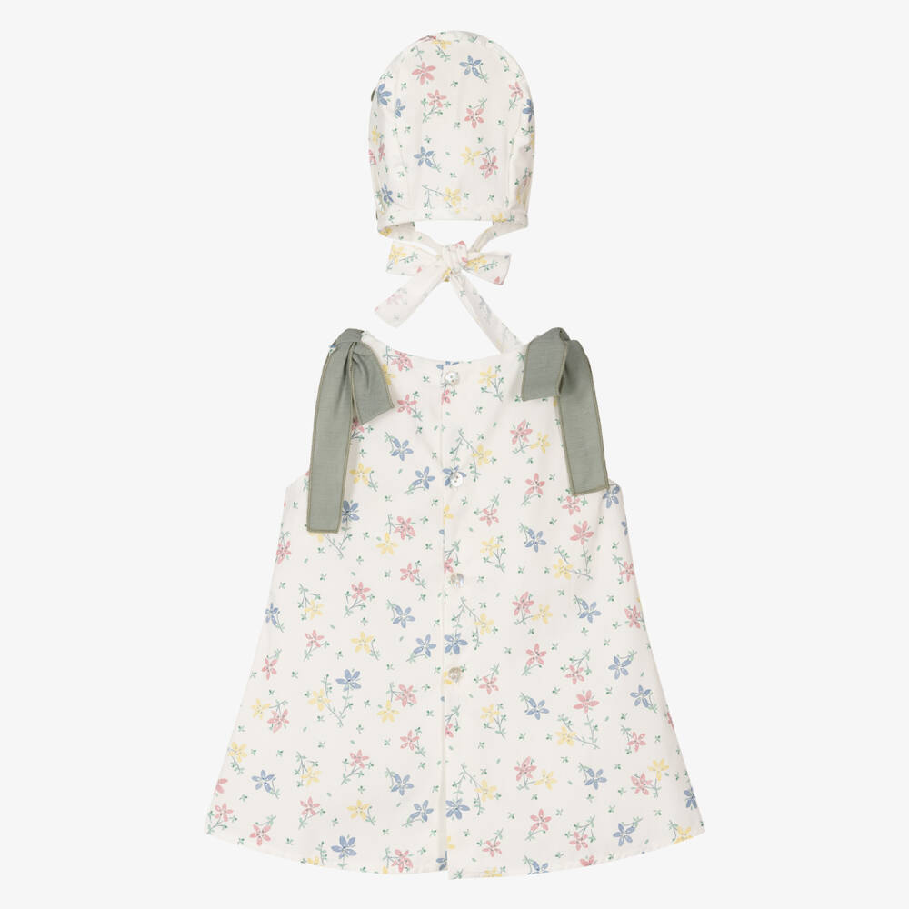 Mebi-Girls Green & White Floral Dress Ensemble | Childrensalon Outlet