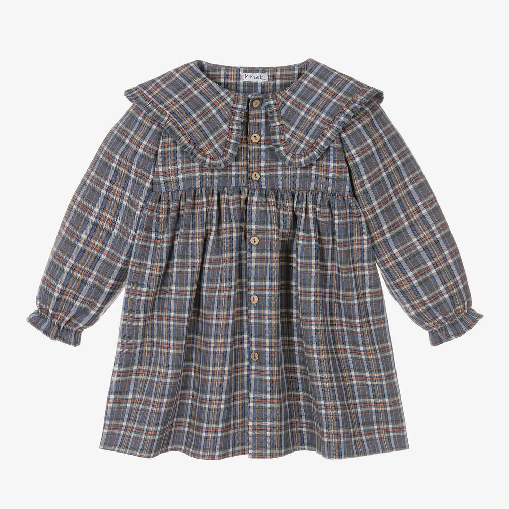 Mebi - Girls Grey Checked Dress | Childrensalon