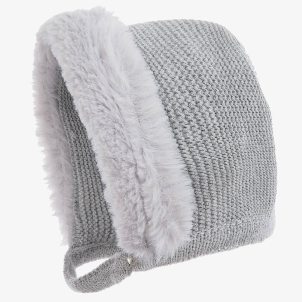 Mebi-Girls Grey Knitted Bonnet | Childrensalon Outlet